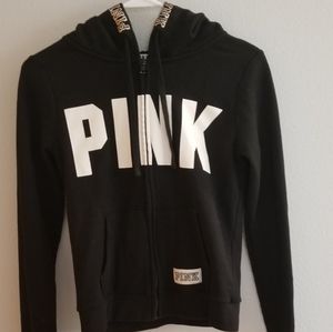 PINK Victoria's Secret black zip up hoodie